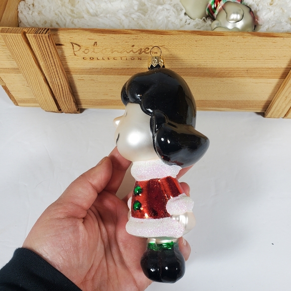 Kurt Adler Polonaise Peanuts Ornaments Snoopy and Lucy in Wood Crate - Picture 10 of 16